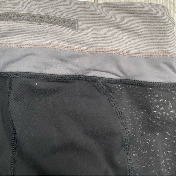 Lululemon Women's Black & Gray Stripe Run A Marathon Crop Leggings Size 6 - Picture 12 of 12